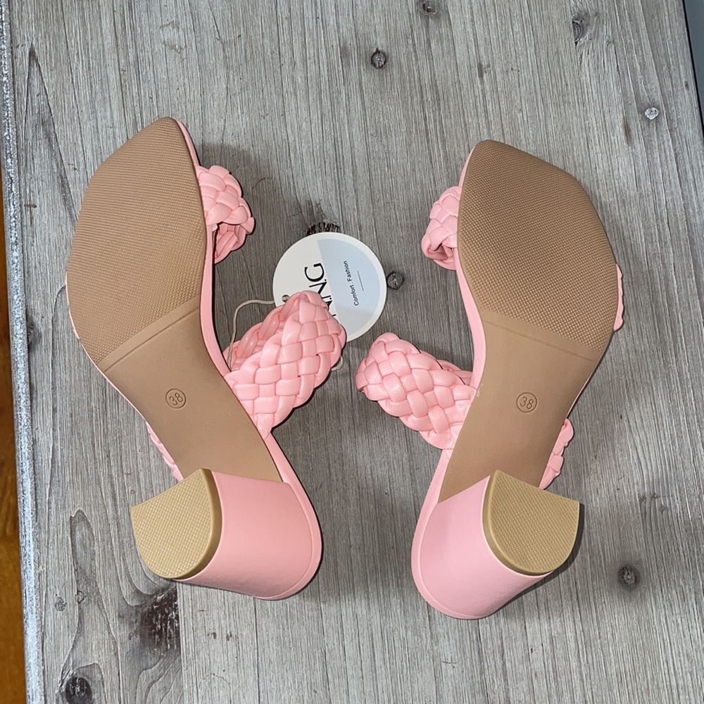 NEW Double Braided Strap Block Heel Sandals - Picture 9 of 11